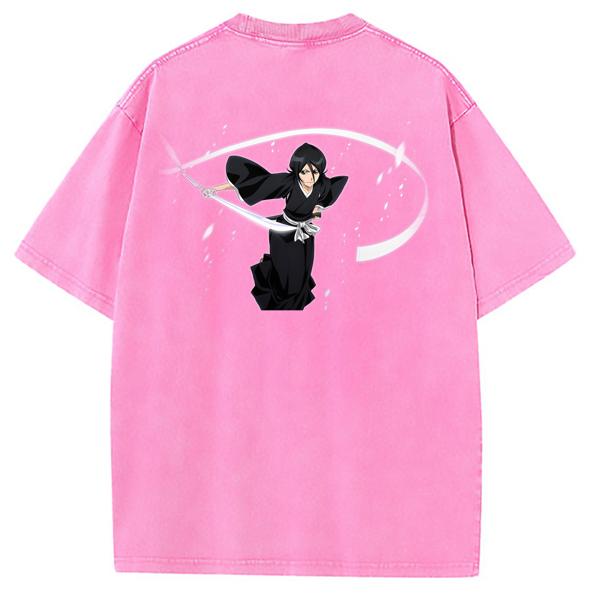 （画像用） ブリーチ 朽木ルキア BLEACH Kuchiki Rukia 綿100% ヴィンテージ風 半袖Tシャツ（背面プリント）